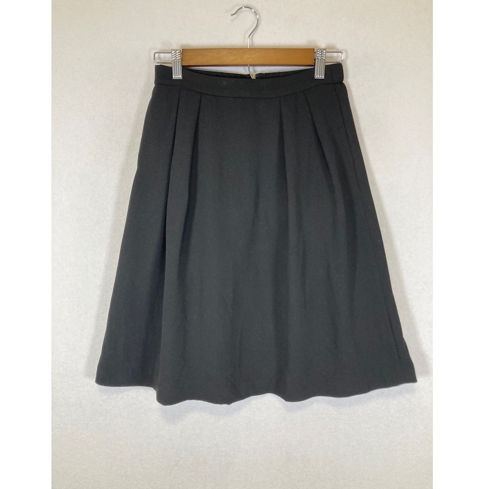 Minimalist Uniqlo Womens S Black Pleated A-Line Midi Skirt with Pockets